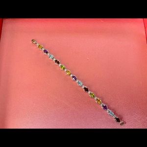 MULIT STONE STERLING SILVER TENNIS BRACELET